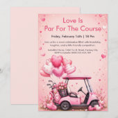 Roze Golfkar Valentijnsdag Feest Uitnodiging (Voorkant / Achterkant)