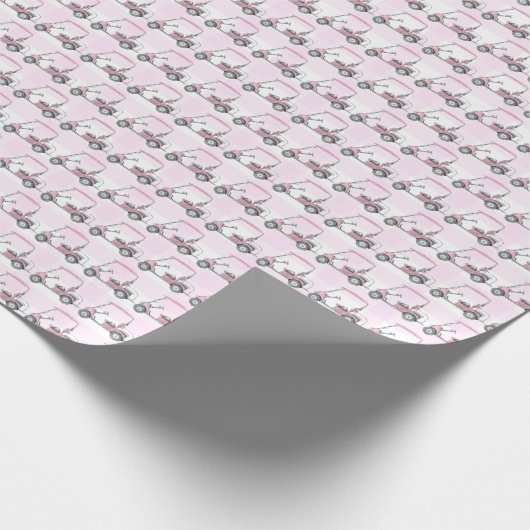 Roze Golfkar Vrouw Golfer Cadeaupapier (Hoek)
