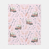 Roze Golfkarpatroon Damesgolfer Fleece Deken (Voorkant)