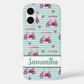 Roze Golfkarren Blauwgroen Gestreept Gepersonalise Case-Mate iPhone Case (Achterkant)