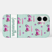 Roze Golfkarren Blauwgroen Gestreept Gepersonalise Case-Mate iPhone Case (Achterkant (horizontaal))