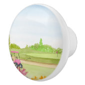 Roze golfkarretje golfbaan keramische knop (Rechts)