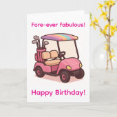 Roze Golfkarretje Kaart (Gele Bloem)