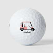 Roze Golfkarretje Ontwerp Golfballen (Voorkant)
