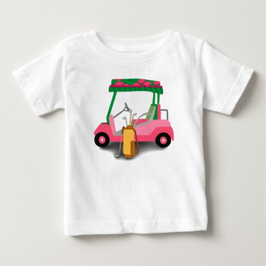 Roze Golfkarretje T-Shirt (Voorkant)