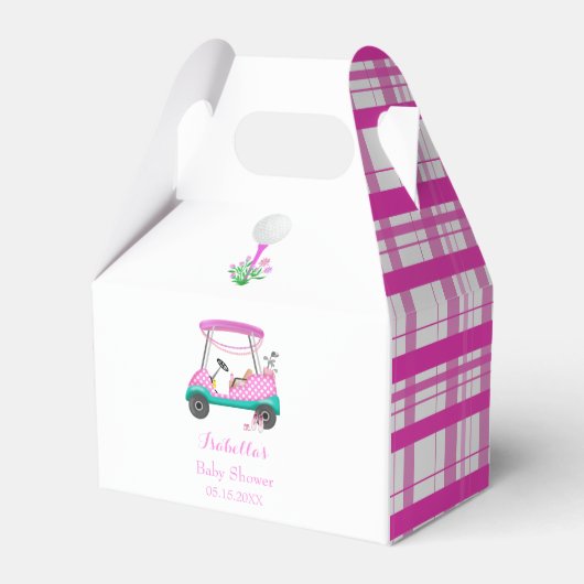 Roze Golfkarton met Baby shower voor Baby Bedankdoosjes (Voorkant Zijde)