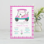 Roze Golfkarton met Baby shower voor Baby Kaart (Staand voorkant)