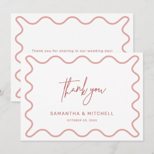 Roze Golflijn Bedankkaart (Voorkant / Achterkant)