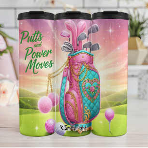 Roze golftas met Power Moves Thermosbeker