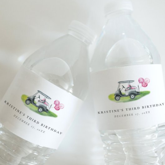 Roze Golfverjaardag Par-t-shirt Waterfles Etiket