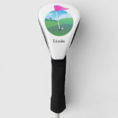Roze Golfvlag Illustratie Golfheadcover (Voorkant)
