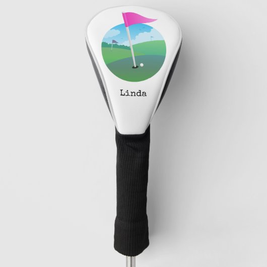 Roze Golfvlag Illustratie Golfheadcover (Voorkant)