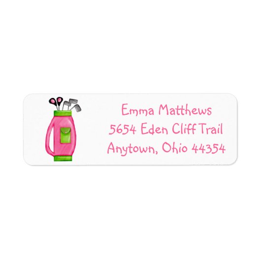 Roze Golfzak Terugkeeradreslabels Etiket (Voorkant)