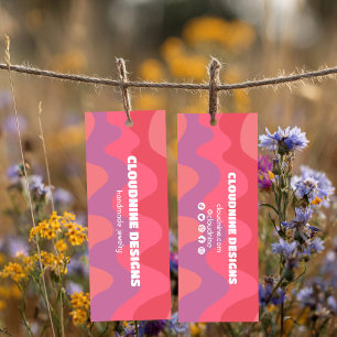 Roze golven hangtag halsketting sieraden displayka mini visitekaartjes