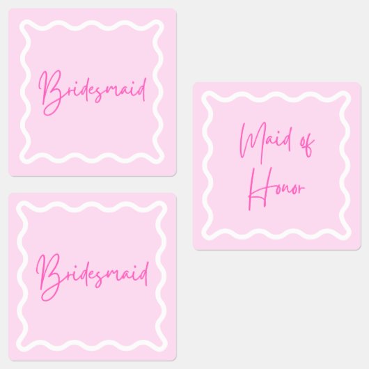 Roze golvende esthetische bruidsmeisje en meid van labels (Groep)