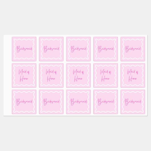 Roze golvende esthetische bruidsmeisje en meid van labels (Vel)