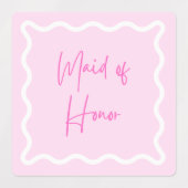 Roze golvende esthetische bruidsmeisje en meid van labels (Design 2)