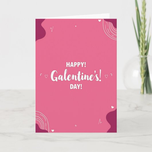 Roze golvende Galentines Day kaart (Voorkant)