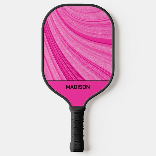Roze golvende glitter pickleball paddle (Achterkant)