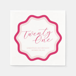 Roze golvende kromme kronkelige meisjes 21e verjaa servet