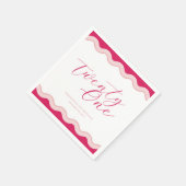 Roze golvende kromme kronkelige meisjes 21e verjaa servet (Hoek)