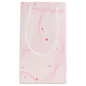 Roze golvende lijnen met rode harten Gift Bag Klein Cadeauzakje (Voorkant)