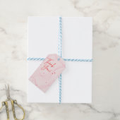 Roze golvende lijnen met rode harten Gift Tag Cadeaulabel (Met Touw)