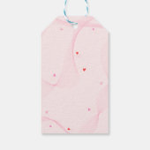 Roze golvende lijnen met rode harten Gift Tag Cadeaulabel (Achterkant)