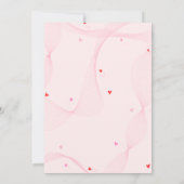 Roze golvende lijnen met schattig rood hartjes bab kaart (Achterkant)