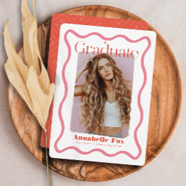 Roze golvende Lijst foto Afstuderen aankondiging