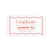 Roze golvende Lijst trendy Afstuderen adres Etiket (Voorkant)