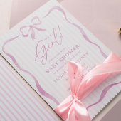 Roze Golvende Lint Boog Meisje Baby Shower Kaart
