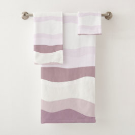 Roze golvende strepen bad handdoek
