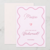 Roze golvende zal je mijn bruidsmeisje aanzoek kaa kaart (Voorkant / Achterkant)