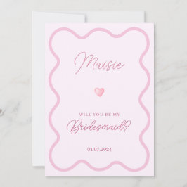 Roze golvende zal je mijn bruidsmeisje aanzoek kaa kaart