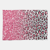 roze gom roze luipaard dierlijk drukwerk theedoek (Horizontaal)