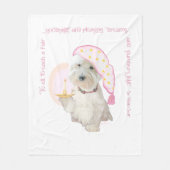 Roze Goodnight Westie met kaars Fleece Deken (Voorkant)