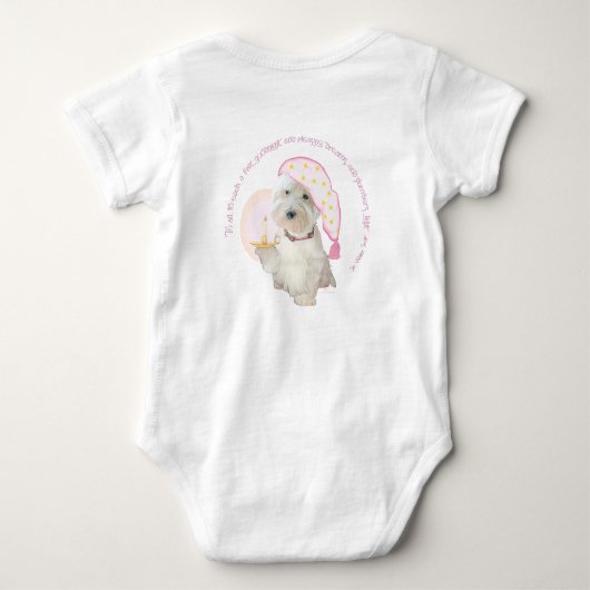 Roze Goodnight Westie met kaars Romper (Achterkant)