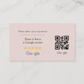 Roze Google Review QR Code Spa Salon kaart Visitekaartje (Achterkant)