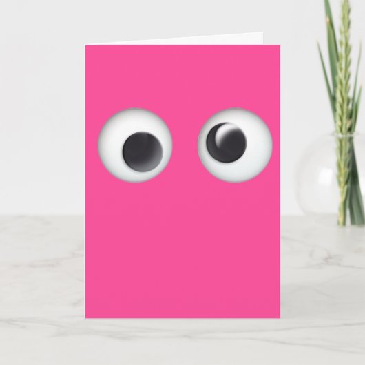 Roze Googly Eyes Happy Birthday-kaart Kaart (Voorkant)