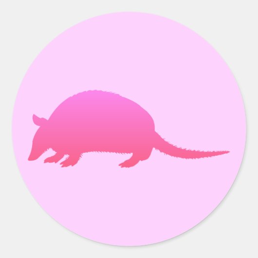 Roze gordeldier ronde sticker (Voorkant)
