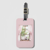 Roze Gordijnen Kat Slapend Raam Bagagelabel (Voorkant (verticaal))
