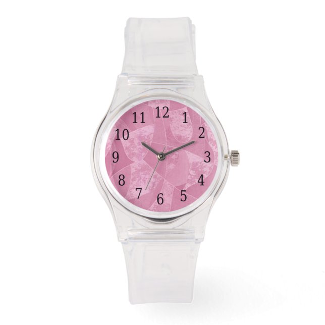 Roze gordijnglas horloge (Voorkant)