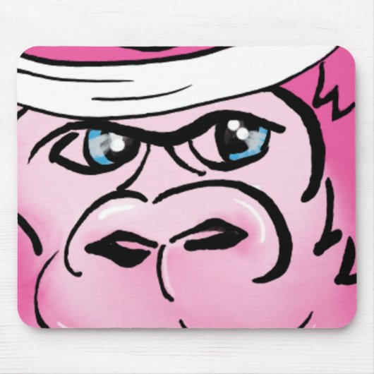Roze Gorilla met Sweatband Muismat (Voorkant)