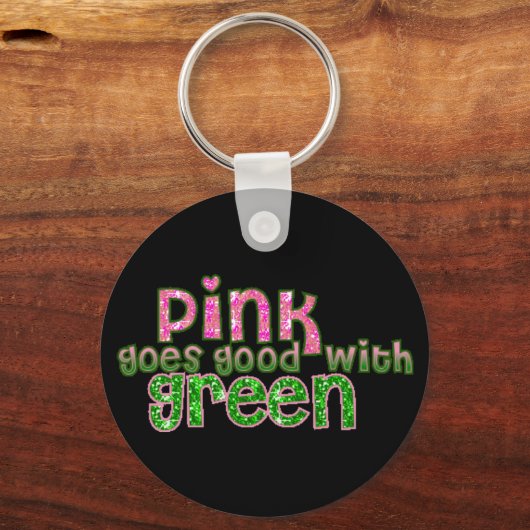 Roze goten met groen sleutelhanger (Voorkant)