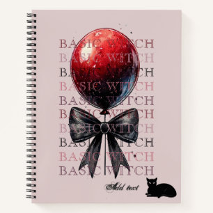 Roze Gothic Ballon Black Cat Bow Coquette Hallowee Notitieboek