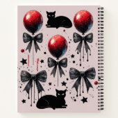 Roze Gothic Ballon Black Cat Bow Coquette Hallowee Notitieboek (Achterkant)
