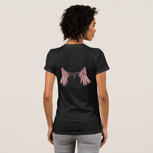 Roze Gothic Corset Angel Wings T-shirt (Achterkant volledig)