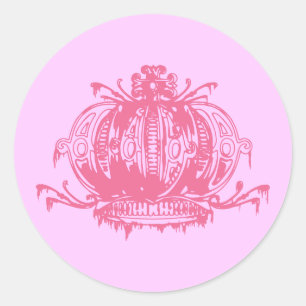 Roze gothic Decayed Crown Ronde Sticker