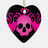 Roze gothic fanged schedel romantisch keramisch ornament (Rechts)